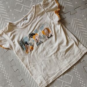 Charming Cream Ruffle Sleeve Kids Tee